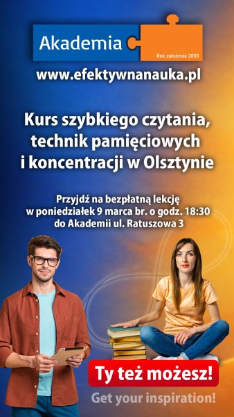 najlepszy kurs szybkiego czytania, mnemotechnik i koncentracji w Olsztynie